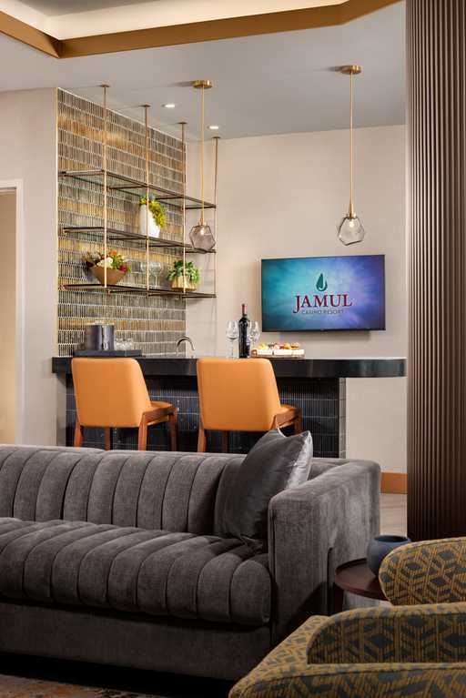 Panoramic Suite Living Room, Bar, and Kitchenette at Jamul Casino Resort