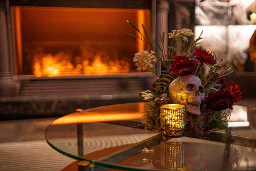 Fly Room Speakeasy decorated for a Halloween party