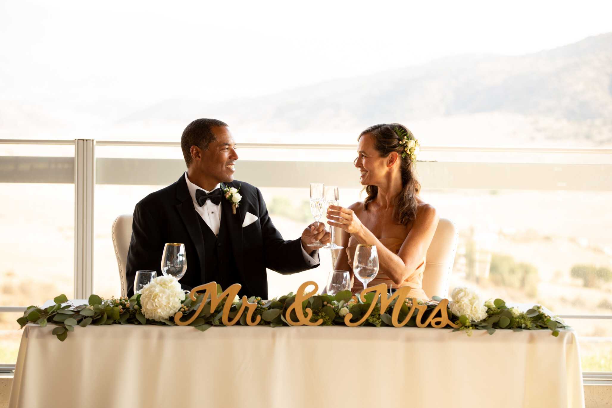 A beautiful married couple at Jamul Casino Resort Rooftop wedding venue in San Diego.