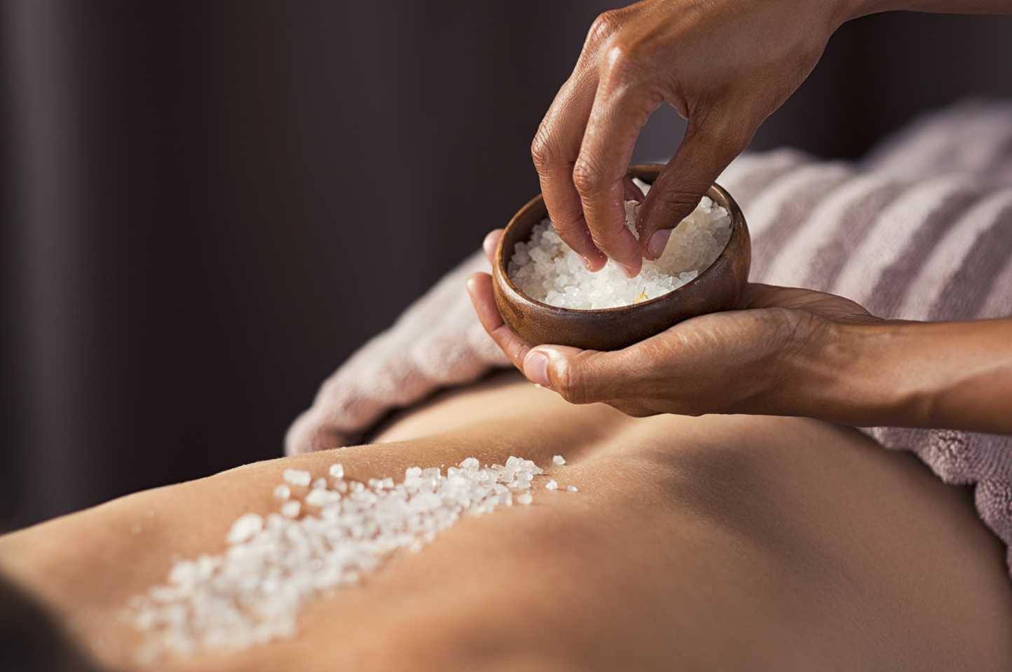 Body treatment featuring a salt scrub at Jamul Spa